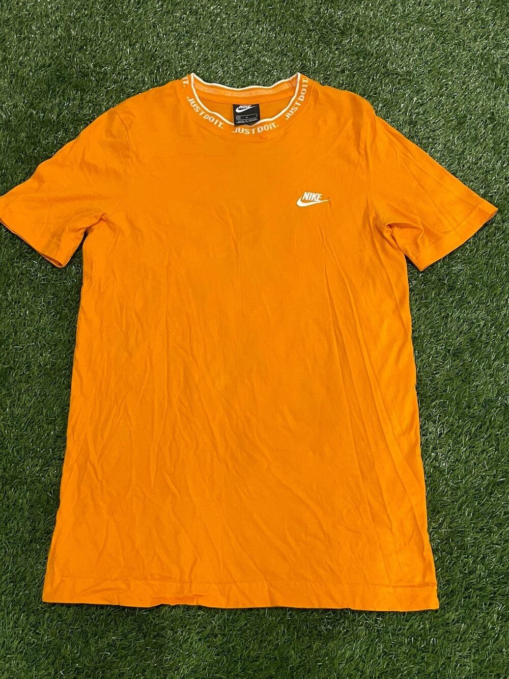 Nike Womens Just Do It Embroidered Swoosh Collar T-Shirt Dress Orange Size M